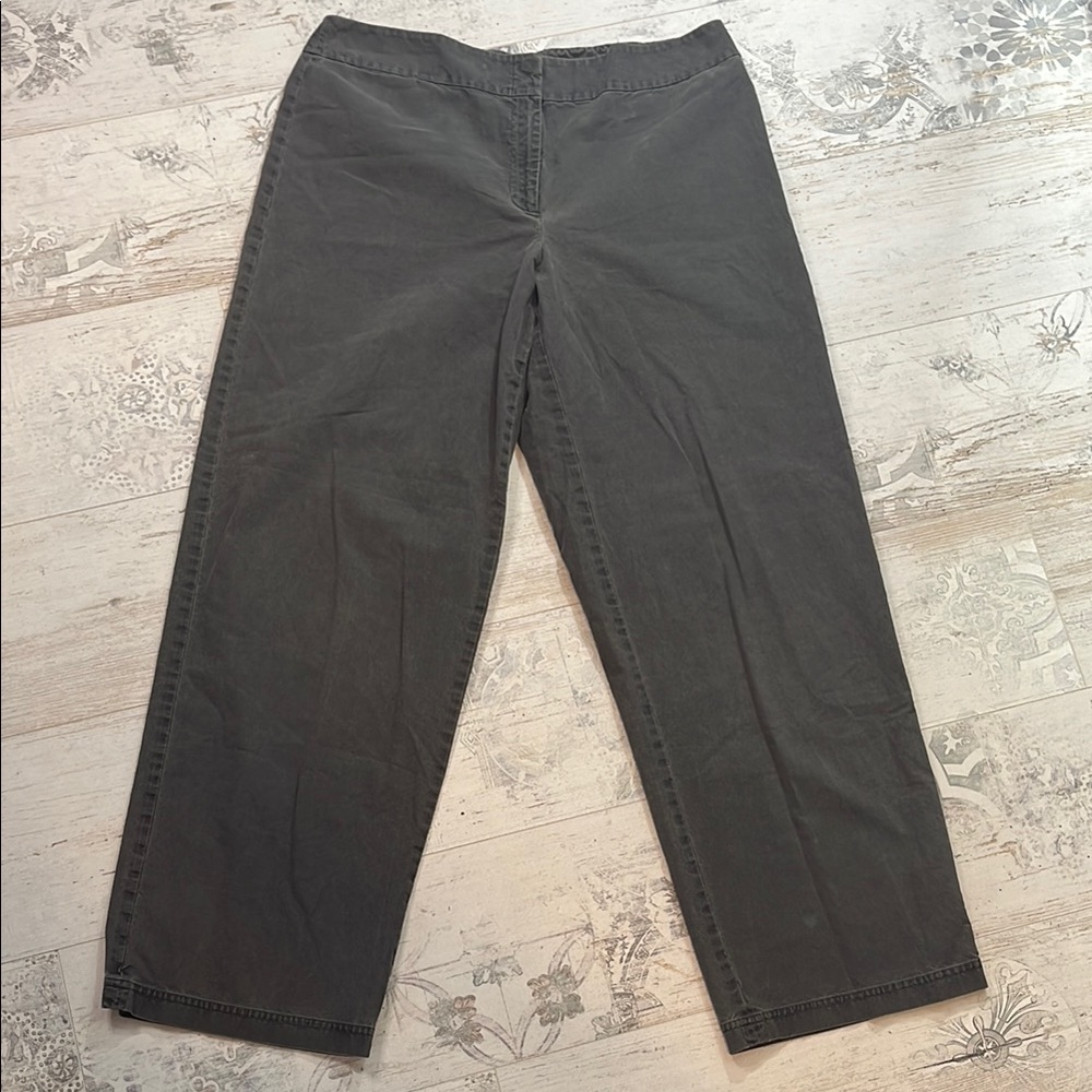 Eileen Fisher Light Grey 100% Cotton Wide Leg Pants Size Medium